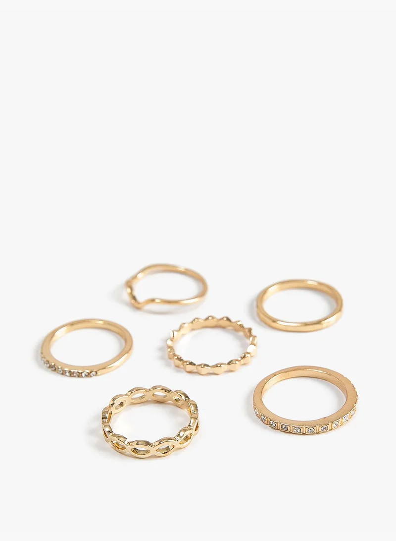 KOTON Ring Set 6 Pack Metal Thin Textured