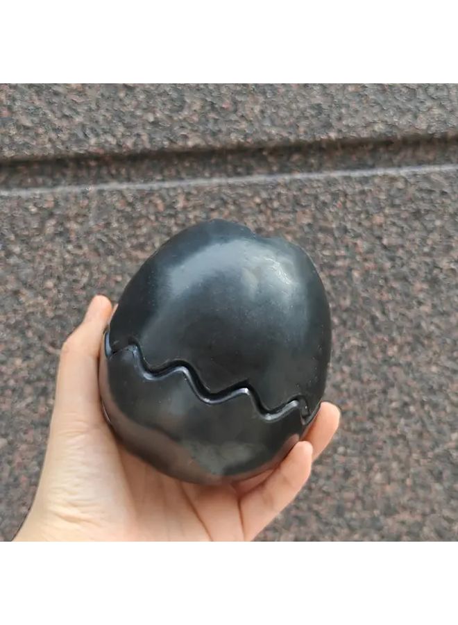 Dinosaur Egg Black Slow Feeder Chew Toy For Puppies Heavy Duty Non Toxic Rubber Teething Ball With Treat Dispenser Interactive Dog Toy For Aggressive Chewers - Image 1