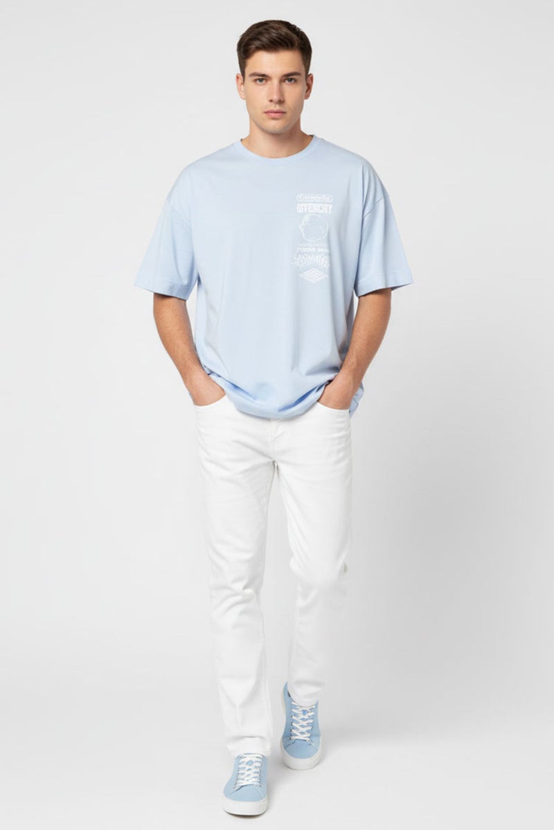 GIVENCHY Men Crew Neck Short Sleeve Graphic Print T-shirt, Blue - Image 1