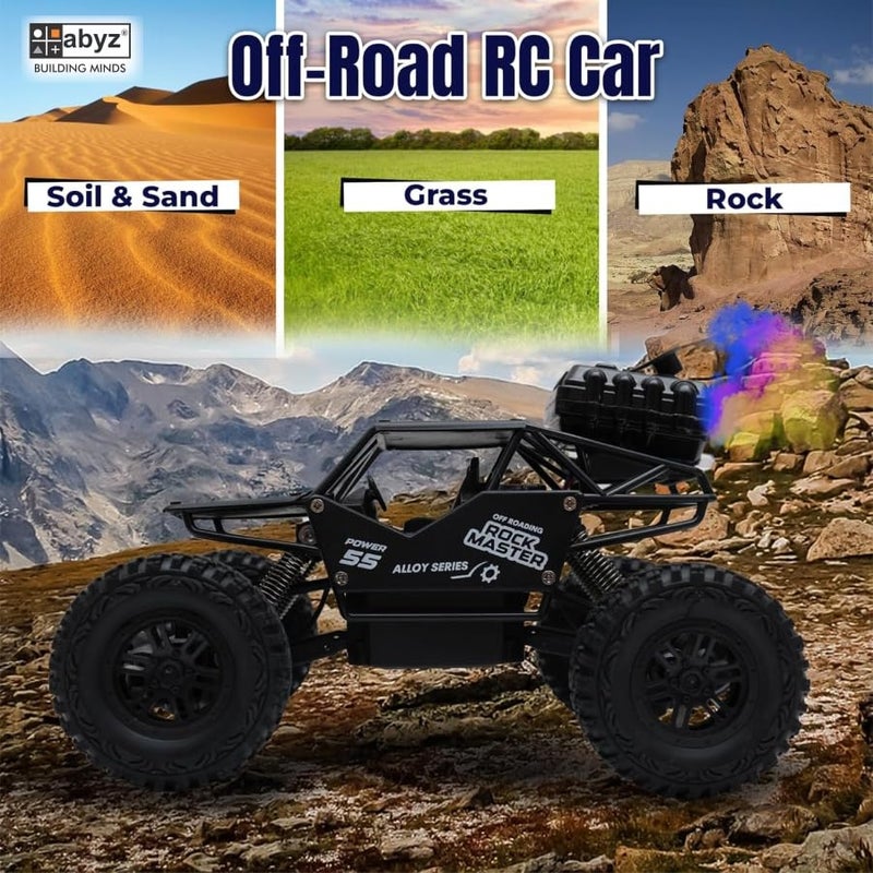 abyz Remote Control Rock Master/Crawler with Smoke, Monster Car for Kids Truck Climbing Toy (Black) - Image 5
