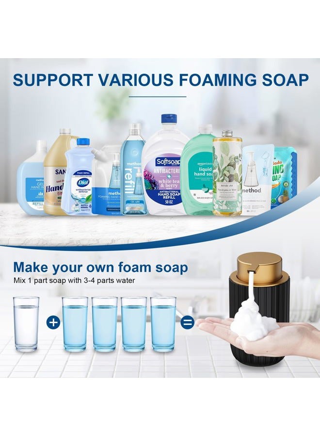 Dlirho Ceramic Foaming Soap Dispenser, 12 oz Bathroom Foam Hand Soap Dispenser, Refillable Lotion Soap Dispenser with Removable Pump for Kitchen Hand Wash Dispenser, Modern Home Decor (Black) - Image 4