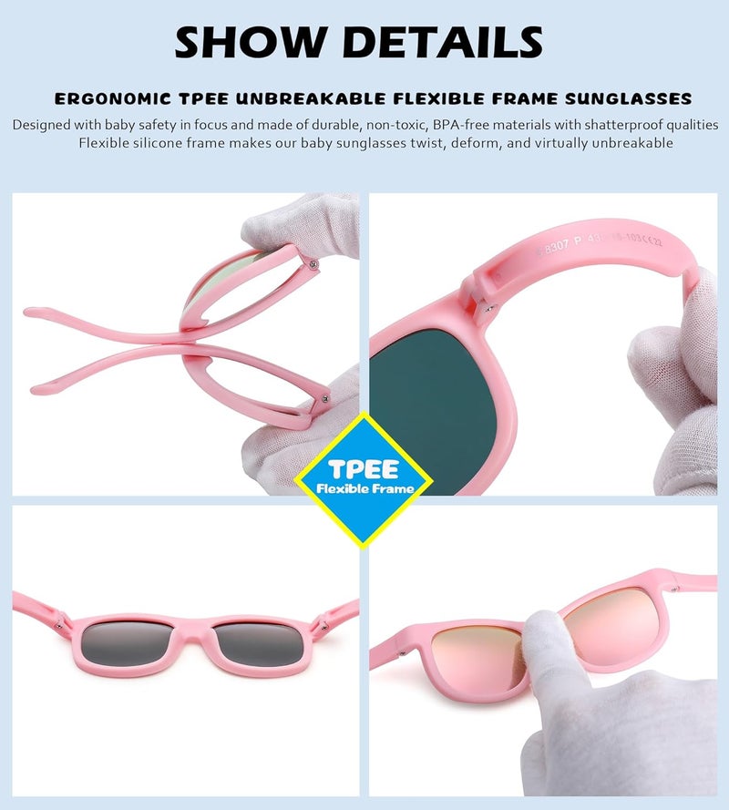 NULOOQ Flexible Polarized Baby Sunglasses with Adjustable Strap for Toddler Newborn Infant Age 0-24 Months - Image 4