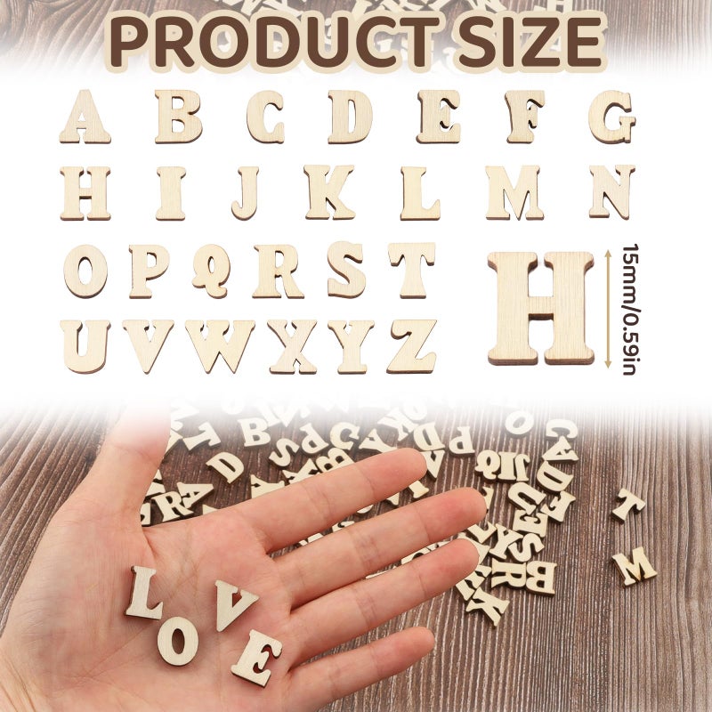 LUSTRIB 4 Sets 0.6 Inch A-Z Small Wooden Letters for Crafts, 104 Pcs Mini Wood Alphabet Letters, Small Unfinished Wood Letters for DIY Painting Art Home Decor Spelling Learning - Image 2
