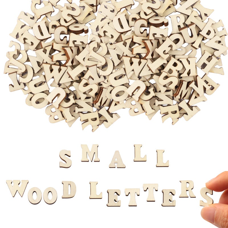 LUSTRIB 4 Sets 0.6 Inch A-Z Small Wooden Letters for Crafts, 104 Pcs Mini Wood Alphabet Letters, Small Unfinished Wood Letters for DIY Painting Art Home Decor Spelling Learning - Image 1