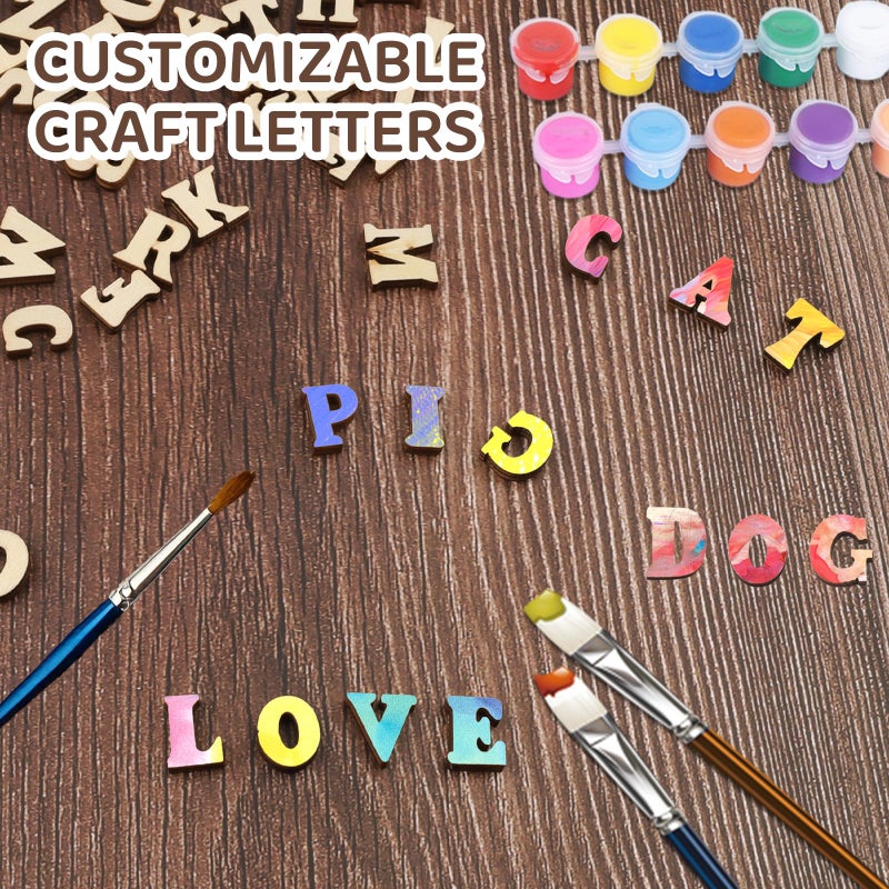 LUSTRIB 4 Sets 0.6 Inch A-Z Small Wooden Letters for Crafts, 104 Pcs Mini Wood Alphabet Letters, Small Unfinished Wood Letters for DIY Painting Art Home Decor Spelling Learning - Image 3