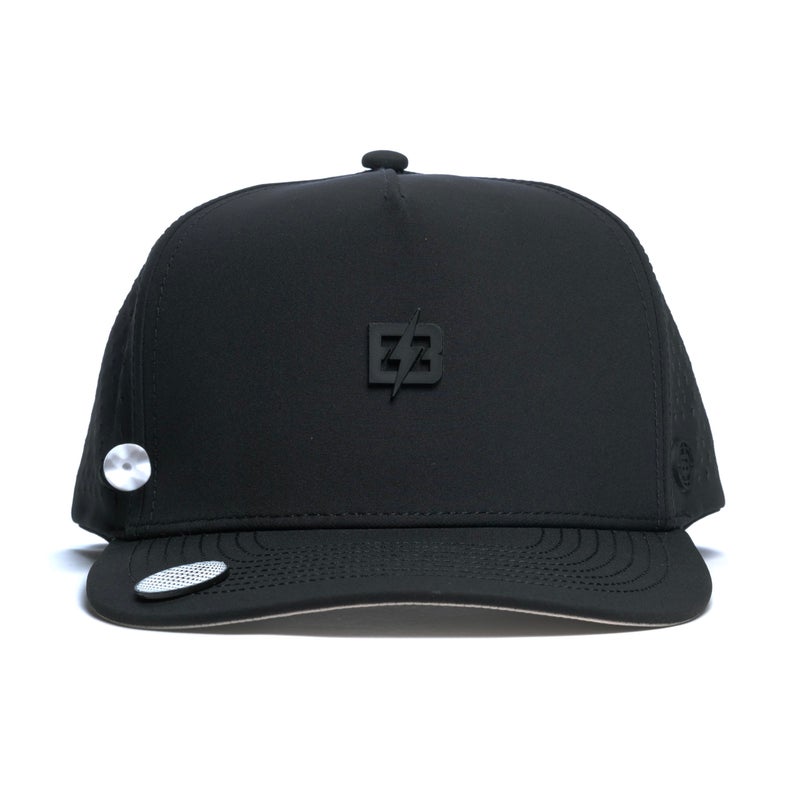 BRIMZ Golf Performance Hat - Tee Holder & Magnetic Brim - Breathable Sweat & Water Resistant Golfing Snapback Cap (B Logo - Black) - Image 2