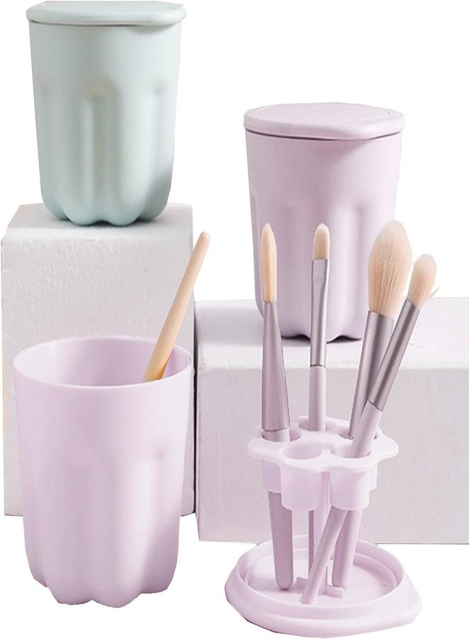 JAPTI Portable Makeup Brush Drying Rack And Makeup Brush Cleaning bottle,Makeup Cleaner Mini Mat Pad Brush Holder With Lid,makeup washing cup for women girl in travel home (1pcs/multi-color) - Image 2