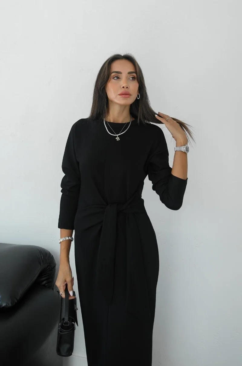 Havoş Black Star Front Tie Dress