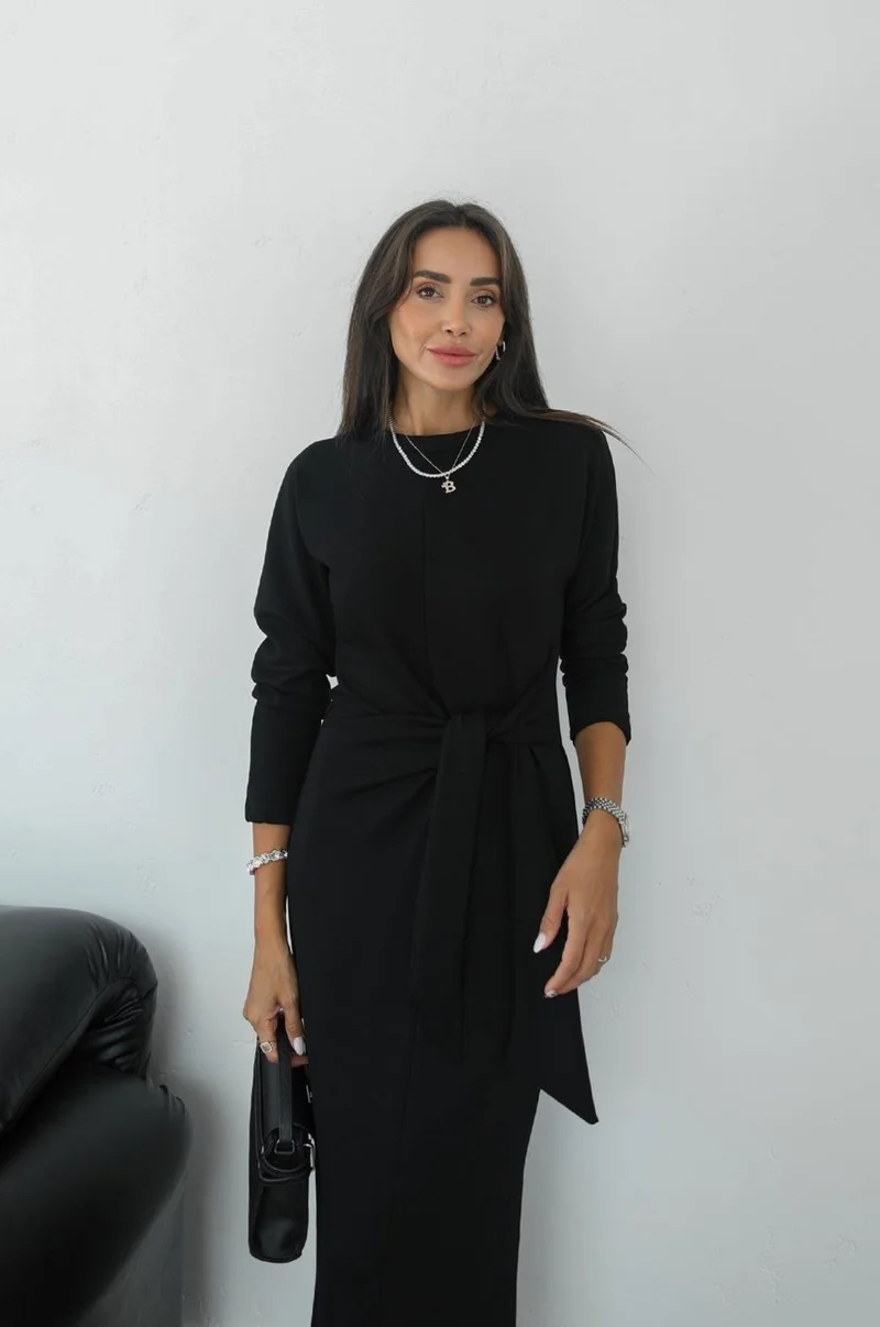 Havoş Black Star Front Tie Dress