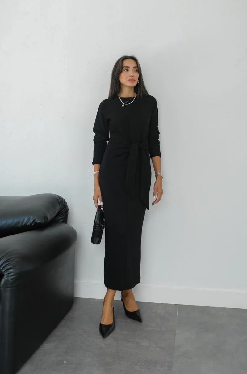 Havoş Black Star Front Tie Dress