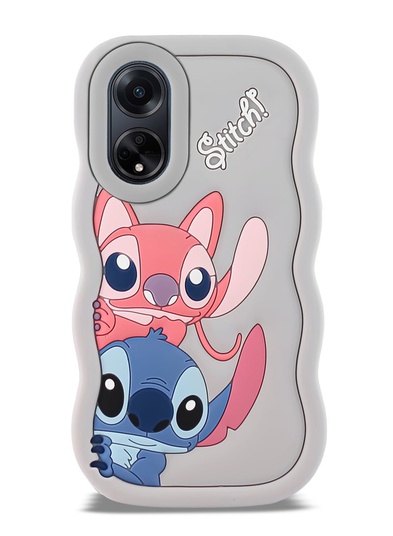 Lilo and Stitch Cartoon 3D Wavy Soft Silicone Phone Case for Oppo A98 5G (Grey) - Image 1