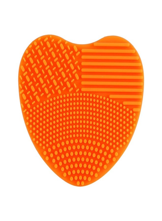 Sonew Makeup Brush Cleansing Brush Cleaner,Soft Silicone Washing Scrubber,Heart shaped Scrub for Cosmetic Makeup Brush Cleaning Mat Orange - Image 1