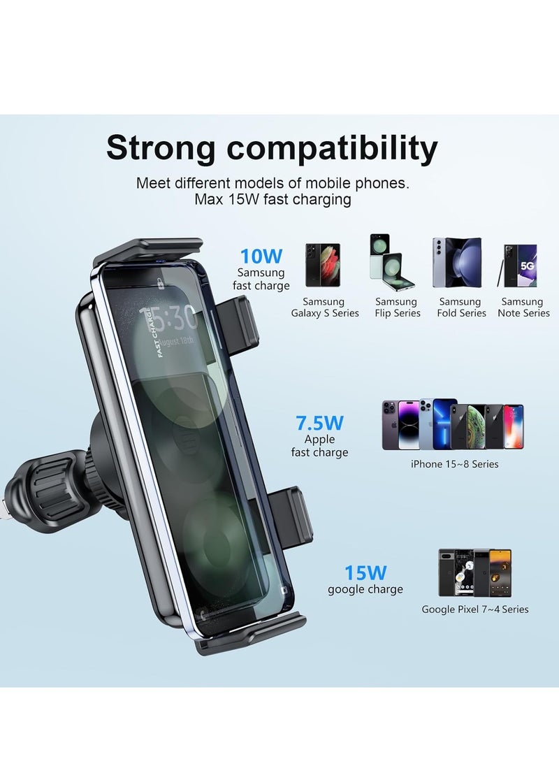 Generic - New Generation Scalable and Rotatable 15W Dual Coil Mobile Phone Wireless Car Charger,for Samsung Galaxy Z fold flip S Note Apple iPhone 8~16 Google Pixel 4~9 Compatible with 90% of Car Vents - Image 1
