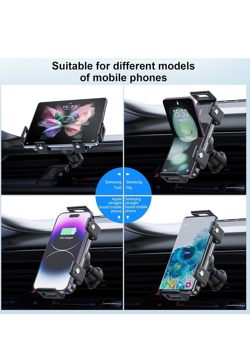 Generic - New Generation Scalable and Rotatable 15W Dual Coil Mobile Phone Wireless Car Charger,for Samsung Galaxy Z fold flip S Note Apple iPhone 8~16 Google Pixel 4~9 Compatible with 90% of Car Vents - Image 1