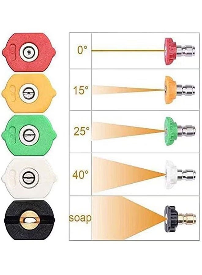 Pressure Washer Gun Adapter with 1/4 inch Quick Connect Fitting and 5 Pack Spray Nozzle Tips Sets Multiple Degrees Brass Female Pressure Washer Accessories Compatible Karcher K2, K3, K4, K5, K6, K7 - Image 2