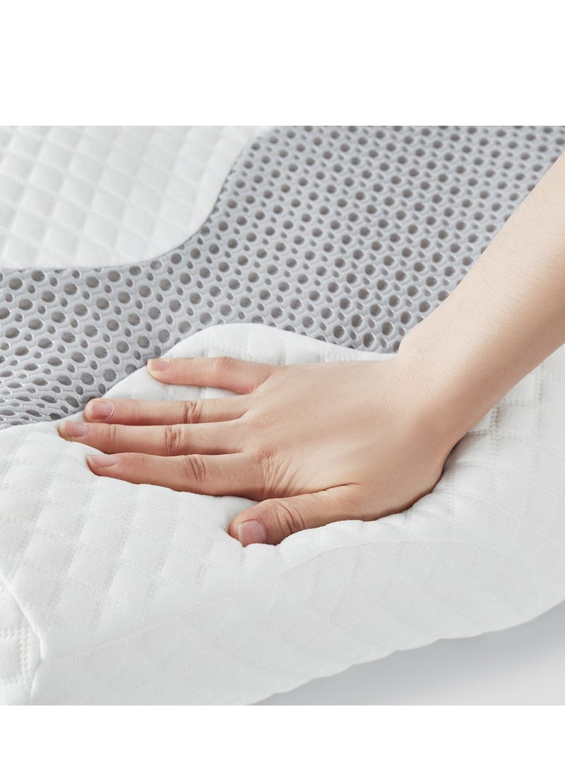 LINSY HOME LINSY HOME Foam Pillow – Quick Rebound Memory Moam Pillow for Correct Sleep Posture, Cooling Neck Pillow, Orthopedic Pillow, Protective Inner Sleeve , Medical Pillow with Washable Soft Pillowcase, White Color, Size 61L*41W*12H cm  - Image 2