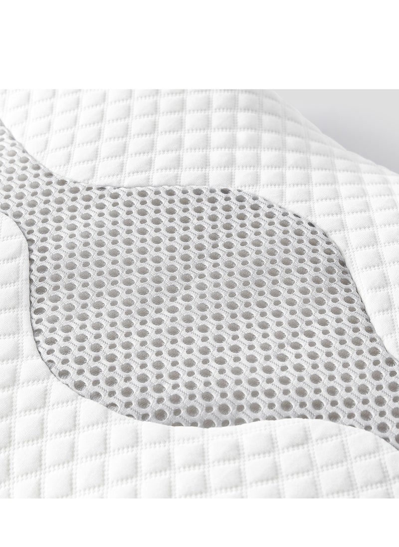 LINSY HOME LINSY HOME Foam Pillow – Quick Rebound Memory Moam Pillow for Correct Sleep Posture, Cooling Neck Pillow, Orthopedic Pillow, Protective Inner Sleeve , Medical Pillow with Washable Soft Pillowcase, White Color, Size 61L*41W*12H cm  - Image 3