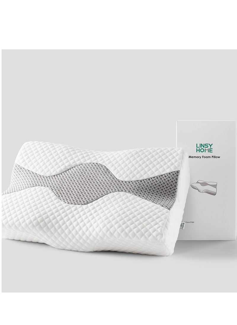LINSY HOME LINSY HOME Foam Pillow – Quick Rebound Memory Moam Pillow for Correct Sleep Posture, Cooling Neck Pillow, Orthopedic Pillow, Protective Inner Sleeve , Medical Pillow with Washable Soft Pillowcase, White Color, Size 61L*41W*12H cm  - Image 4