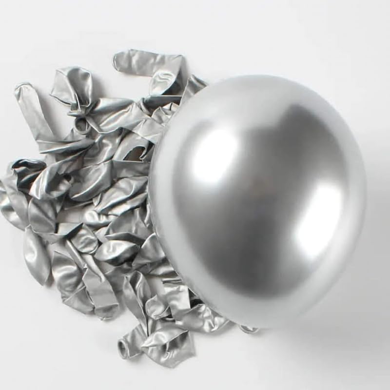 Juzfun Chrome Balloon for Birthday Decoration Kit Metallic Silver 20 pcs Latex Glossy Finish Party Balloons for Wedding, Anniversary Celebration 10 Inch Helium & Air Supported - Image 3