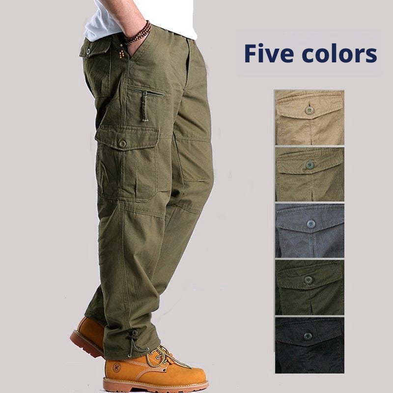 Men's Casual Cargo Pants Straight Leg Loose Multi-pocket - Image 2