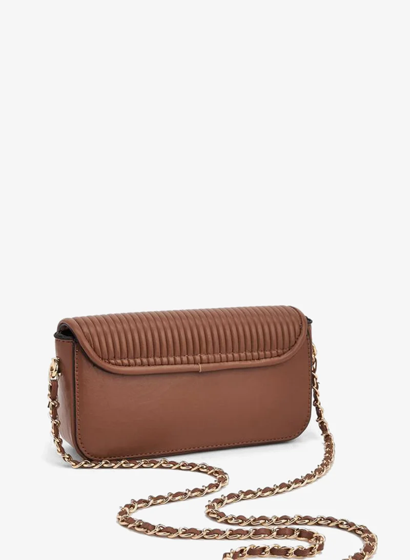 Paprika TAN Pleated Crossbody Bag With Chain Strap for Women | Best Price UAE