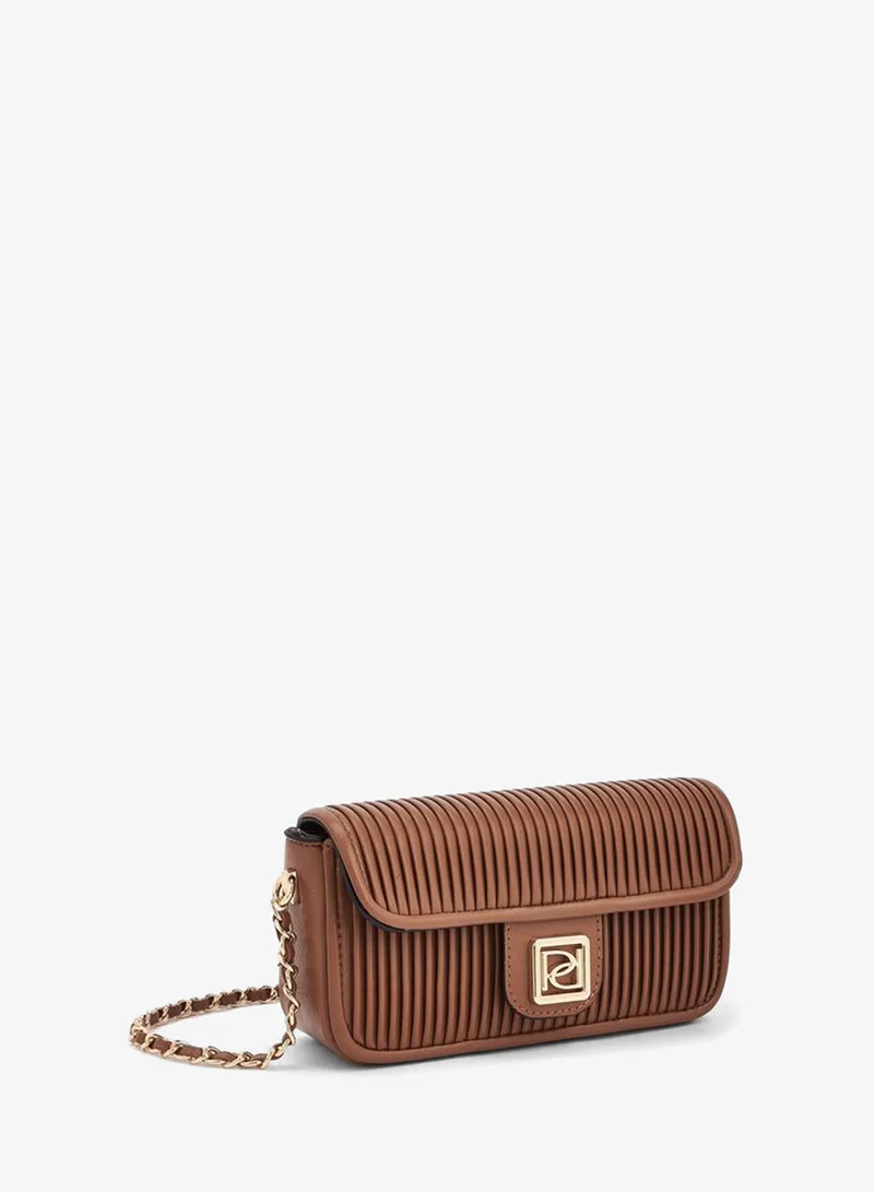 Paprika TAN Pleated Crossbody Bag With Chain Strap for Women | Best Price UAE