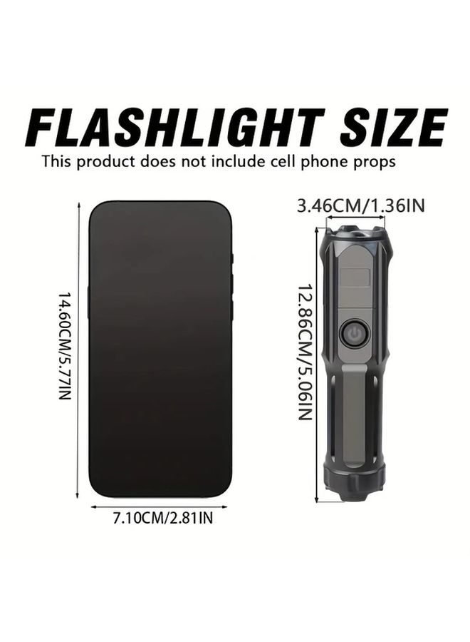 2 قطع كشاف LED صغير USB قابل لإعادة الشحن، ساطع، 3 أوضاع، قابل للتكبير، للصيد والإصلاح والطوارئ - Image 2