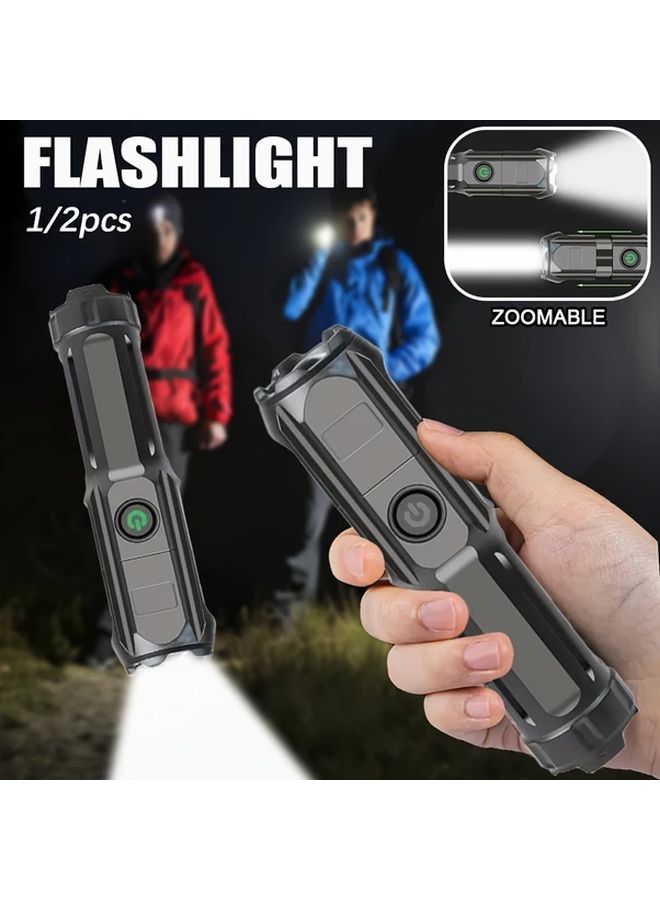 2 قطع كشاف LED صغير USB قابل لإعادة الشحن، ساطع، 3 أوضاع، قابل للتكبير، للصيد والإصلاح والطوارئ - Image 1