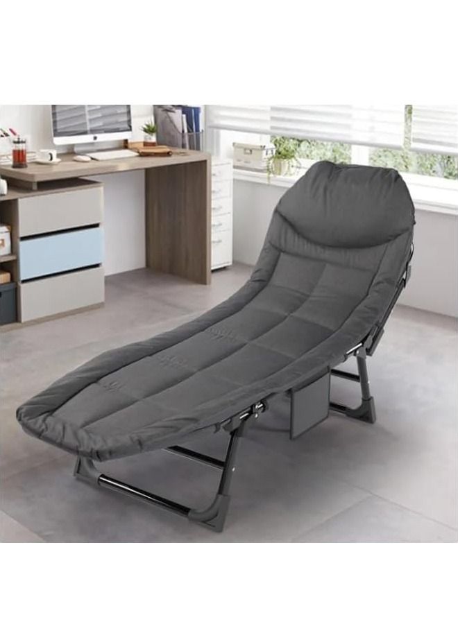 Yameem Modern Simple Portable Folding Beds Office Bedroom Nap Single Bed Home Furniture Hospital Accompanying Bed Outdoor Marching Bed 5 Gear Backrest Adjustable Recliner Bed - Image 3