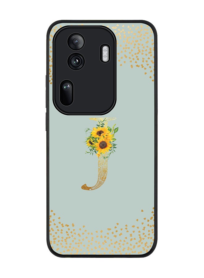 Stylizedd Rugged Black Edge Case for Oppo Reno11 Pro Case Cover- Custom Monogram Initial Letter Mandala Floral Pattern Alphabet - J(Light Grey) - Image 1