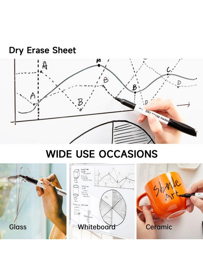 Lineon Ase Markers, Lineon 100 Bluk Pack Black Whiteboard Markers With 2 Eraser, Fine Point Dry Erase Markers Perfect For Writing On Whiteboards, Dry-Erase Boards,Mirrors For School Office Home - Image 4