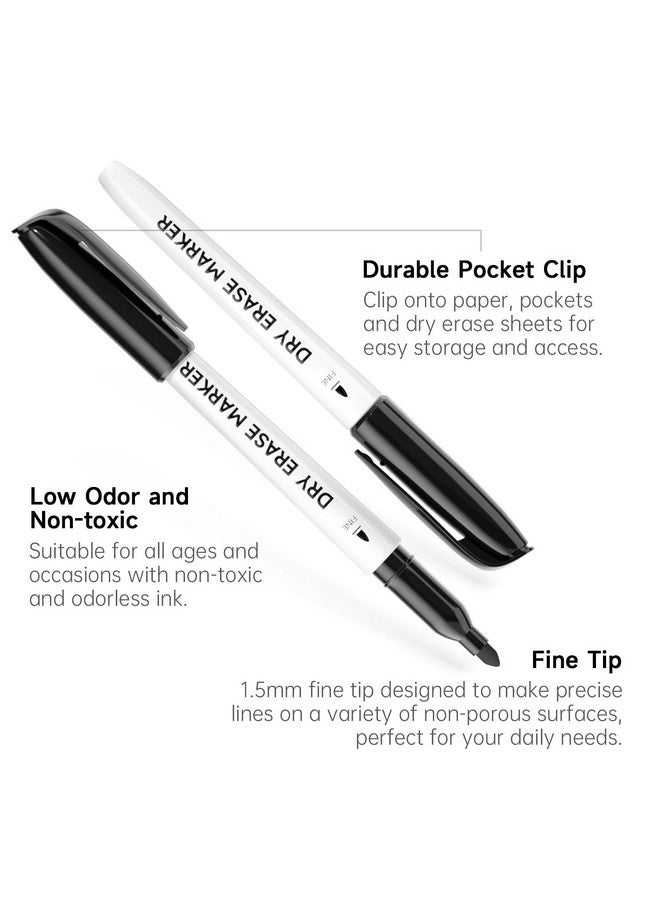 Lineon Ase Markers, Lineon 100 Bluk Pack Black Whiteboard Markers With 2 Eraser, Fine Point Dry Erase Markers Perfect For Writing On Whiteboards, Dry-Erase Boards,Mirrors For School Office Home - Image 3