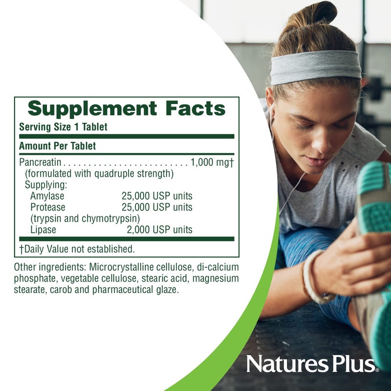 Natures Plus Pancreatin - 1000 mg, 60 Tablets - Natural Digestive Enzyme Supplement for Gastrointestinal Support - Contains Amylase, Protease & Lipase - Gluten-Free - 60 Servings - Image 5