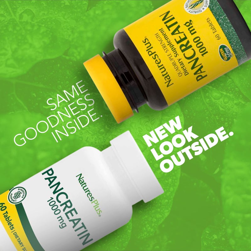 Natures Plus Pancreatin - 1000 mg, 60 Tablets - Natural Digestive Enzyme Supplement for Gastrointestinal Support - Contains Amylase, Protease & Lipase - Gluten-Free - 60 Servings - Image 2