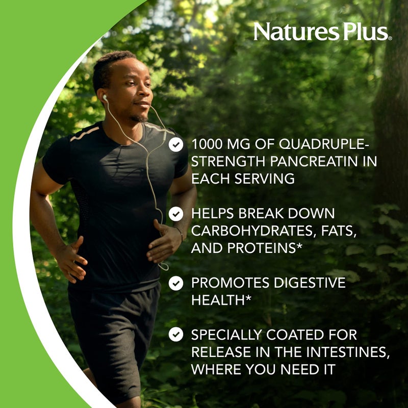Natures Plus Pancreatin - 1000 mg, 60 Tablets - Natural Digestive Enzyme Supplement for Gastrointestinal Support - Contains Amylase, Protease & Lipase - Gluten-Free - 60 Servings - Image 4
