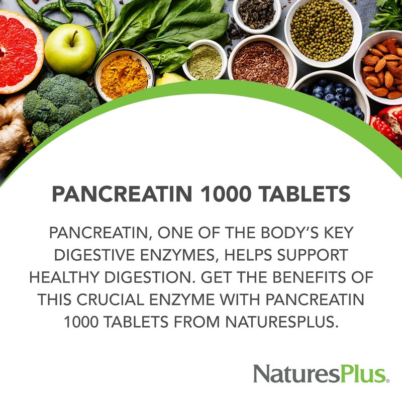 Natures Plus Pancreatin - 1000 mg, 60 Tablets - Natural Digestive Enzyme Supplement for Gastrointestinal Support - Contains Amylase, Protease & Lipase - Gluten-Free - 60 Servings - Image 3