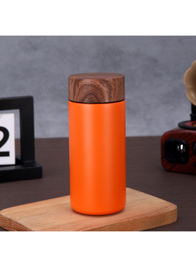 New Style Simple 316 Stainless Steel Mini Thermos Cup High Color Value Portable Wood Grain Cover Pocket Cup Small Gift Cup