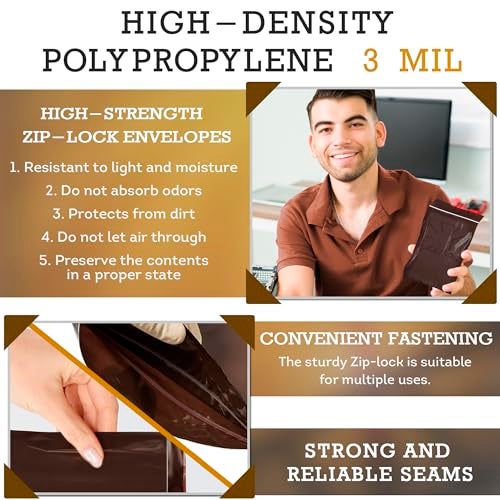 APQ Supply UV Protective Amber Zip Bags for Packaging, 12 x 12 Inches. Pack of 100 Plastic Zip Baggies. 3 Mil Polyethylene Reclosable Zipper Bag. Reclosable Plastic Bags with Zipper Closure - Image 3