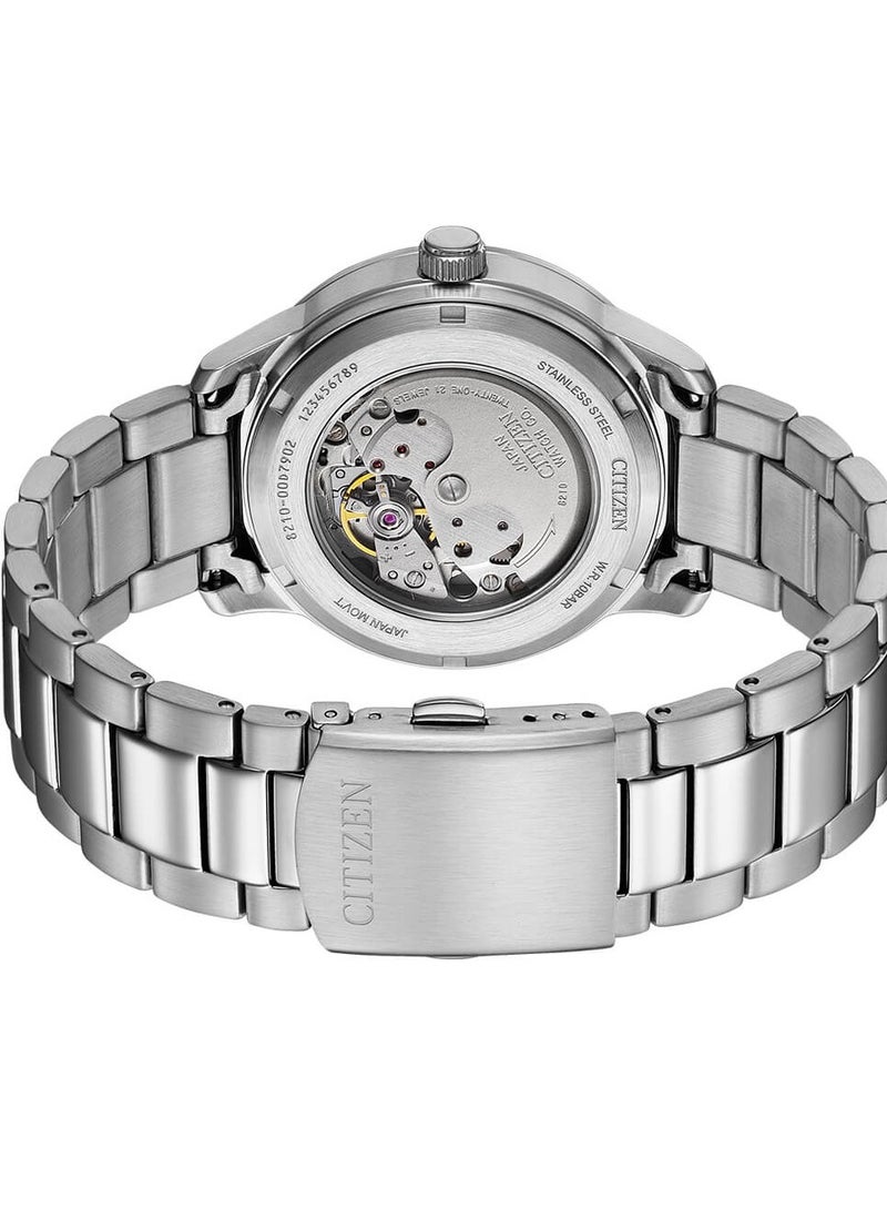 CITIZEN Mechanical Mens Watch NJ0191-83A – White Dial with Date Display, Stainless Steel Case and Bracelet, 40mm, Calibre 8210, Automatic, 100M WR - Image 3