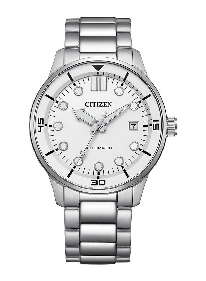 CITIZEN Mechanical Mens Watch NJ0191-83A – White Dial with Date Display, Stainless Steel Case and Bracelet, 40mm, Calibre 8210, Automatic, 100M WR - Image 1