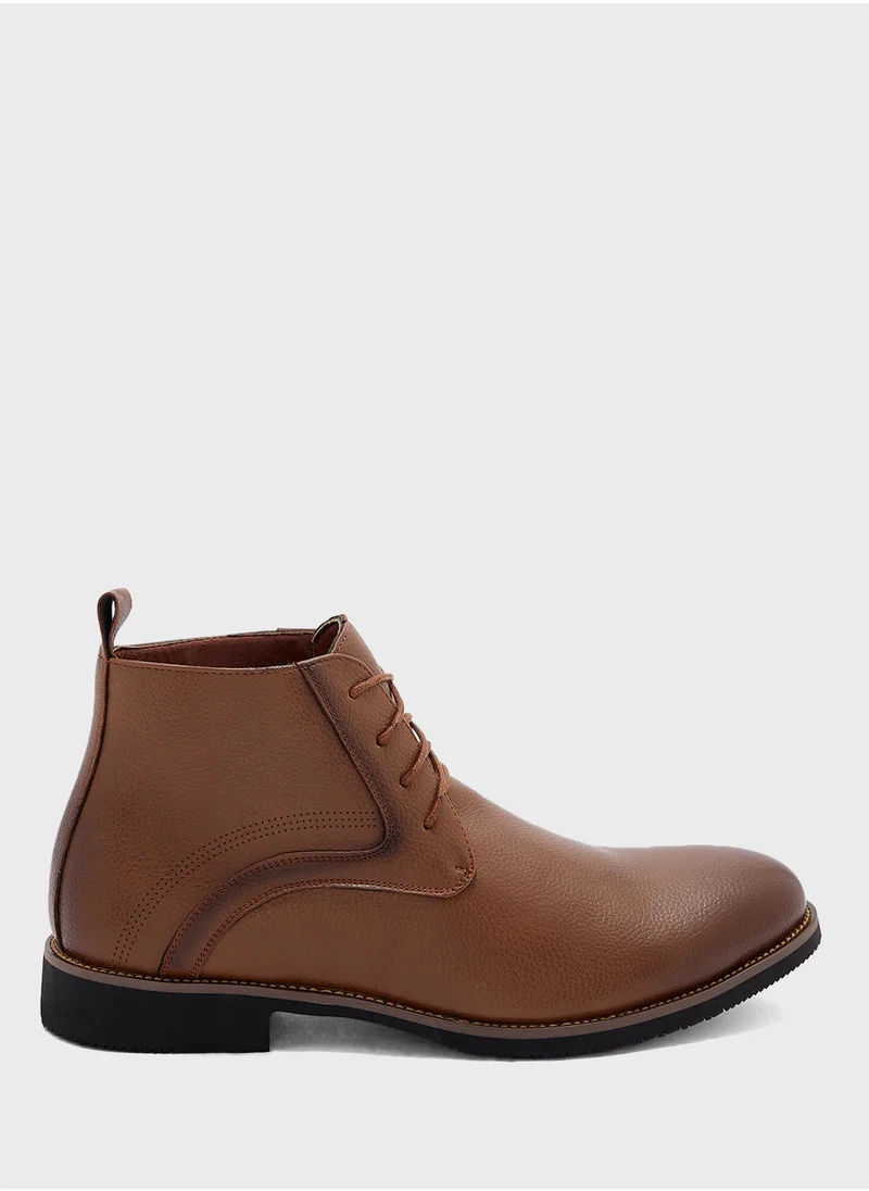 Robert Wood Welt Detail Formal Lace Up Boots