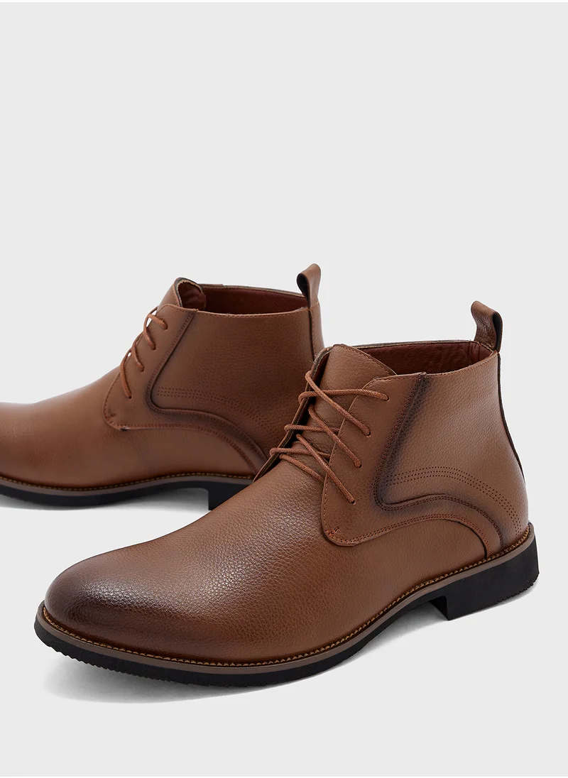 Robert Wood Welt Detail Formal Lace Up Boots