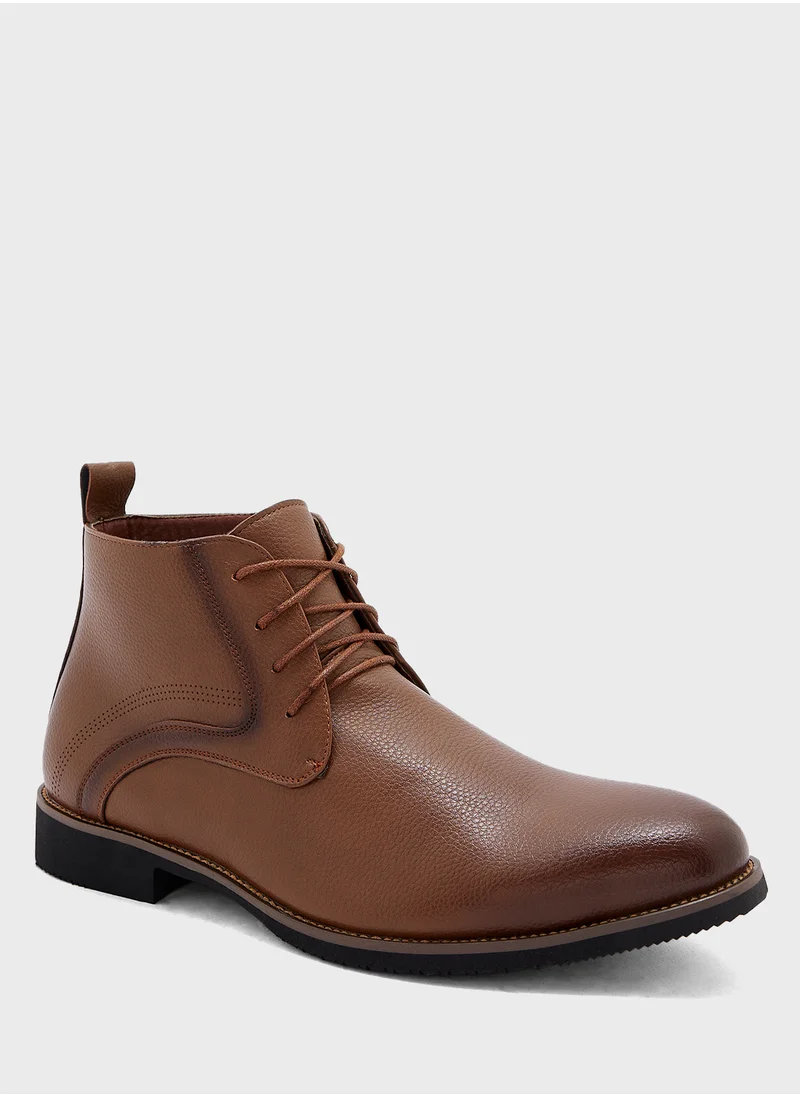 Robert Wood Welt Detail Formal Lace Up Boots