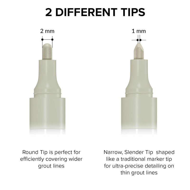 X-Protector Water Based Grout Marker - 2 PCS with 8 Tips, Cream - Image 5