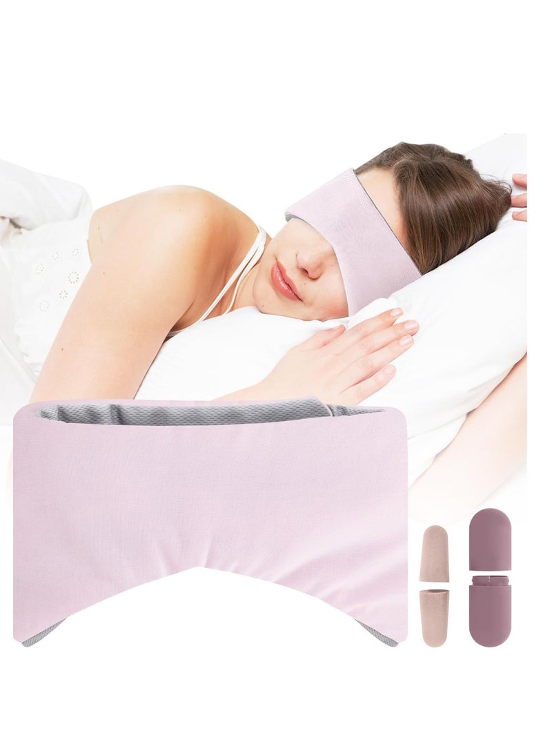 KASTWAVE Sleep Mask, Eye Mask for Sleeping with Heads Adjustable, Earmuffs for Sleep for Men & Women, 2 in 1 Ear Mask and Blindfold, Soft Dual-Sided All-Season Eye Cover for Side Sleepers (Black) - Image 1