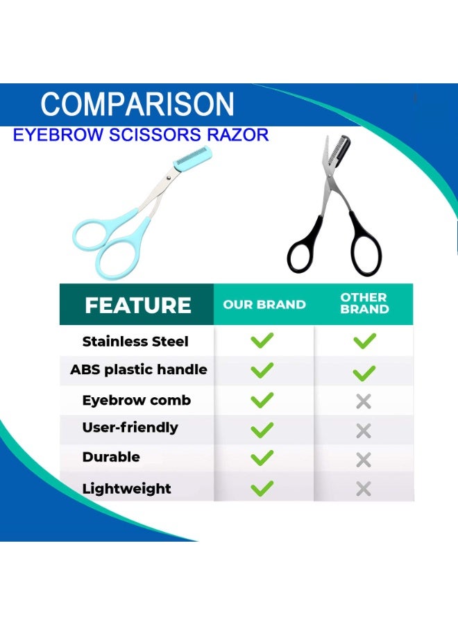 هيدفانا 4 قطع مقص تشذيب الحواجب مقص تشذيب الحواجب مع مشط مقص مشط قص الحواجب بمقصات غير قابلة للانزلاق بمقبض إصبع لإزالة الشعر للرجال والنساء (أسود، وردي، أزرق، أخضر) - Image 5