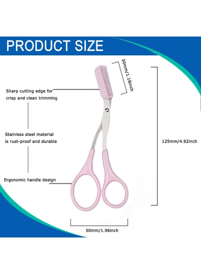 هيدفانا 4 قطع مقص تشذيب الحواجب مقص تشذيب الحواجب مع مشط مقص مشط قص الحواجب بمقصات غير قابلة للانزلاق بمقبض إصبع لإزالة الشعر للرجال والنساء (أسود، وردي، أزرق، أخضر) - Image 4