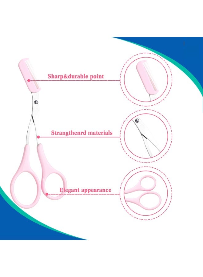 هيدفانا 4 قطع مقص تشذيب الحواجب مقص تشذيب الحواجب مع مشط مقص مشط قص الحواجب بمقصات غير قابلة للانزلاق بمقبض إصبع لإزالة الشعر للرجال والنساء (أسود، وردي، أزرق، أخضر) - Image 2