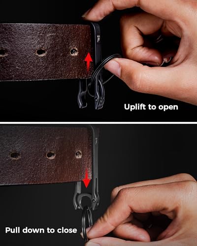 FEGVE Titanium Key Belt Clip Keychain Clip for Men, Belt Loop Key Ring Chain Holder Key Hook for Pants Purse-(black/1pcs) - Image 3
