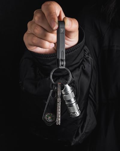 FEGVE Titanium Key Belt Clip Keychain Clip for Men, Belt Loop Key Ring Chain Holder Key Hook for Pants Purse-(black/1pcs) - Image 4